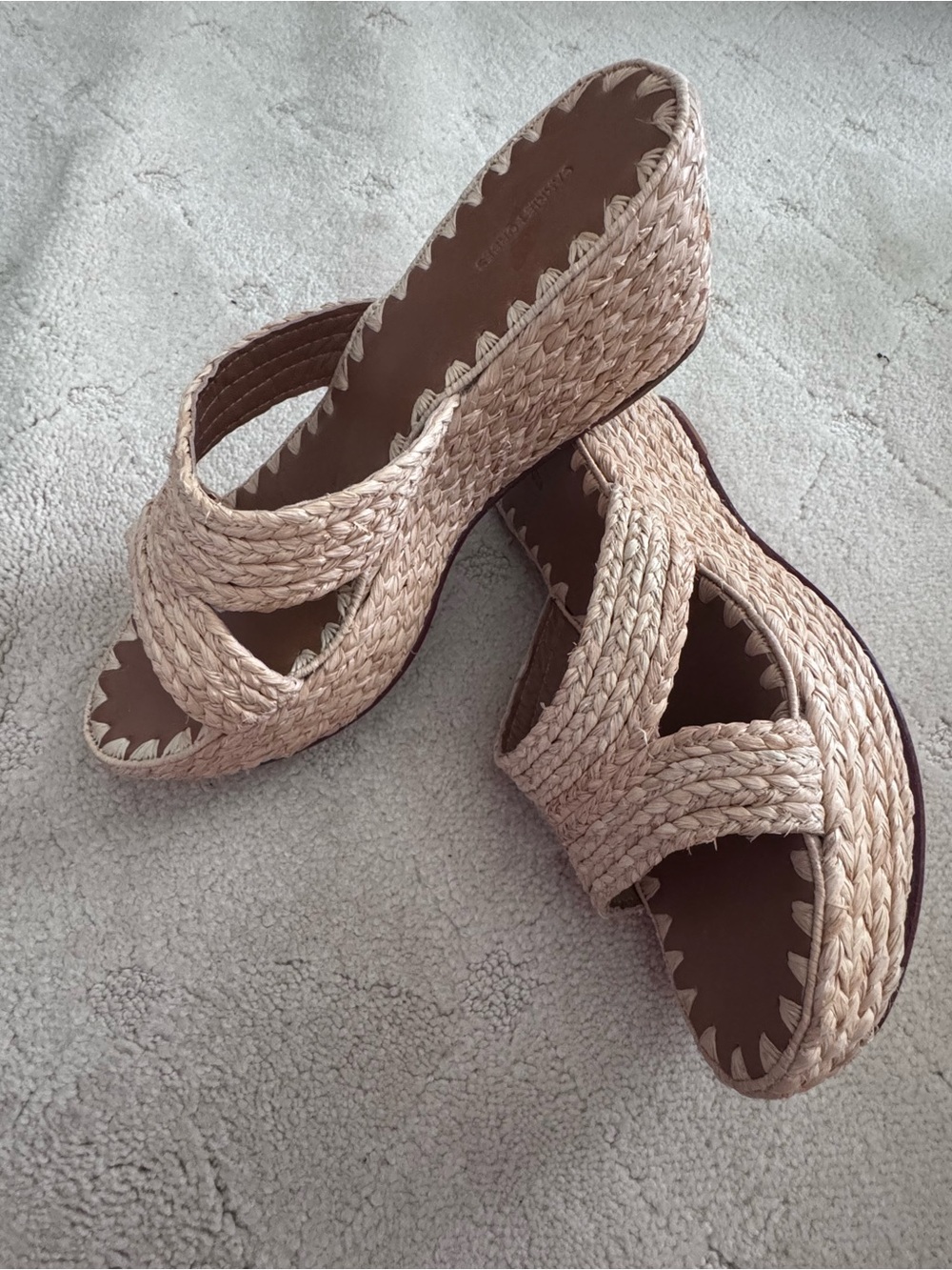 Beige Woven Platform Sandals - Women's Summer Slip-On
